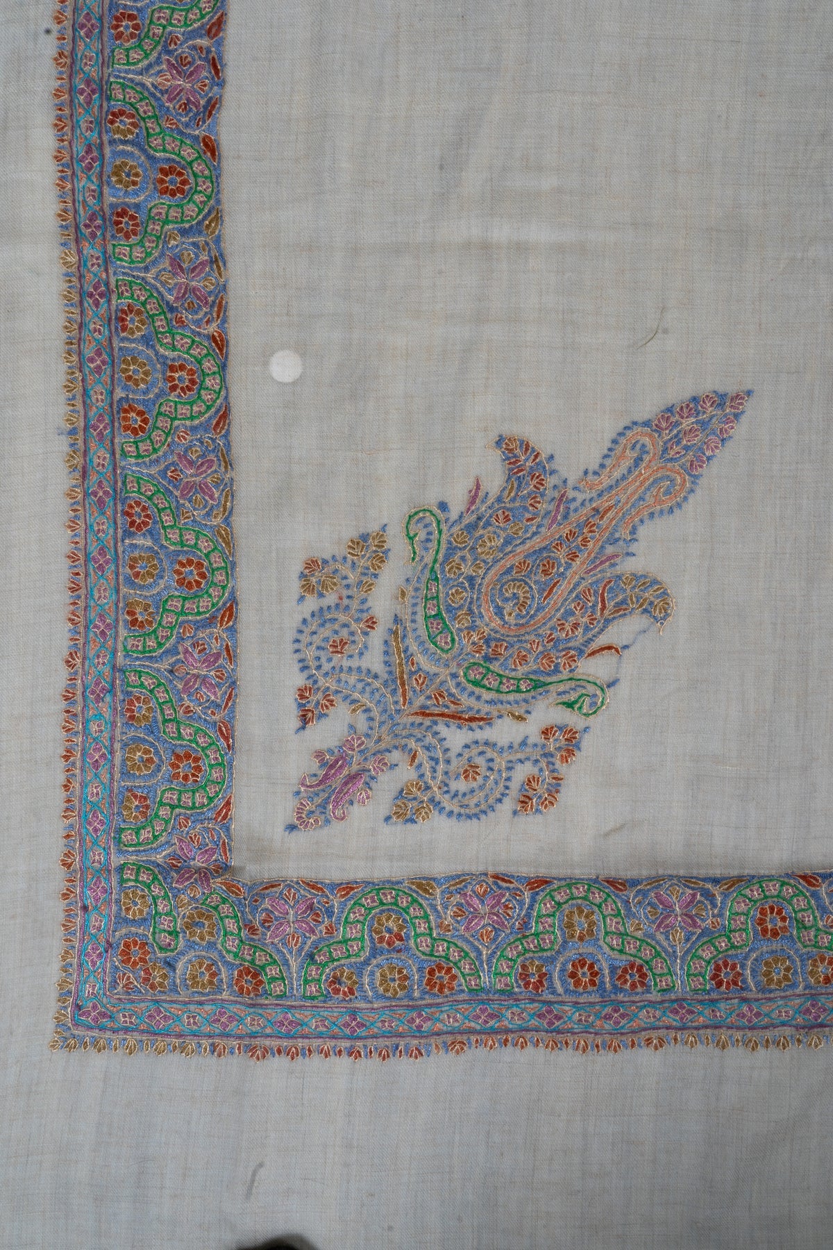Pastel Reverie Cashmere Rumal — Sozni Hand Embroidered