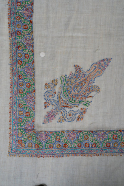 Pastel Reverie Cashmere Rumal — Sozni Hand Embroidered