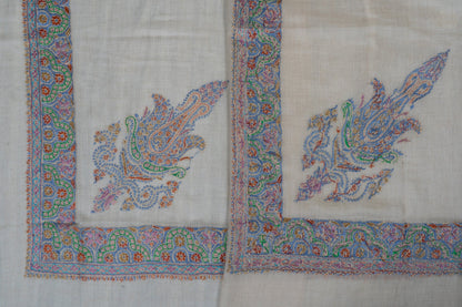 Pastel Reverie Cashmere Rumal — Sozni Hand Embroidered