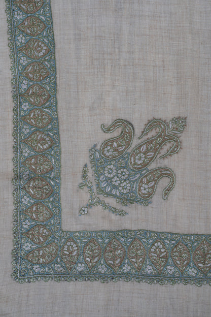 Mist Sage Cashmere Rumal — Sozni Hand Embroidered