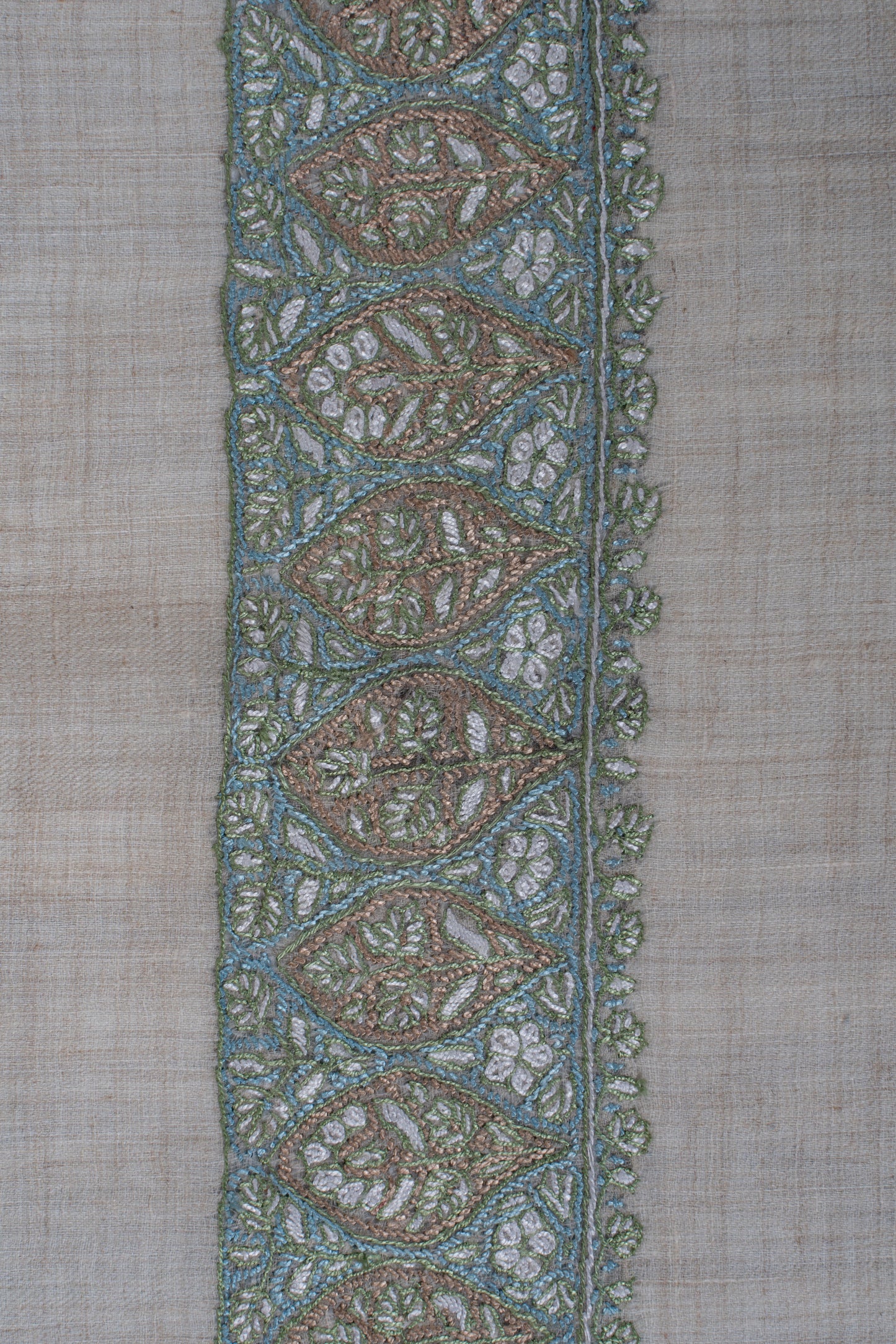 Mist Sage Cashmere Rumal — Sozni Hand Embroidered