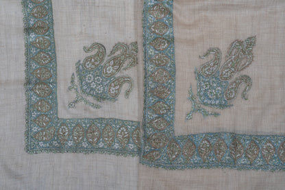Mist Sage Cashmere Rumal — Sozni Hand Embroidered