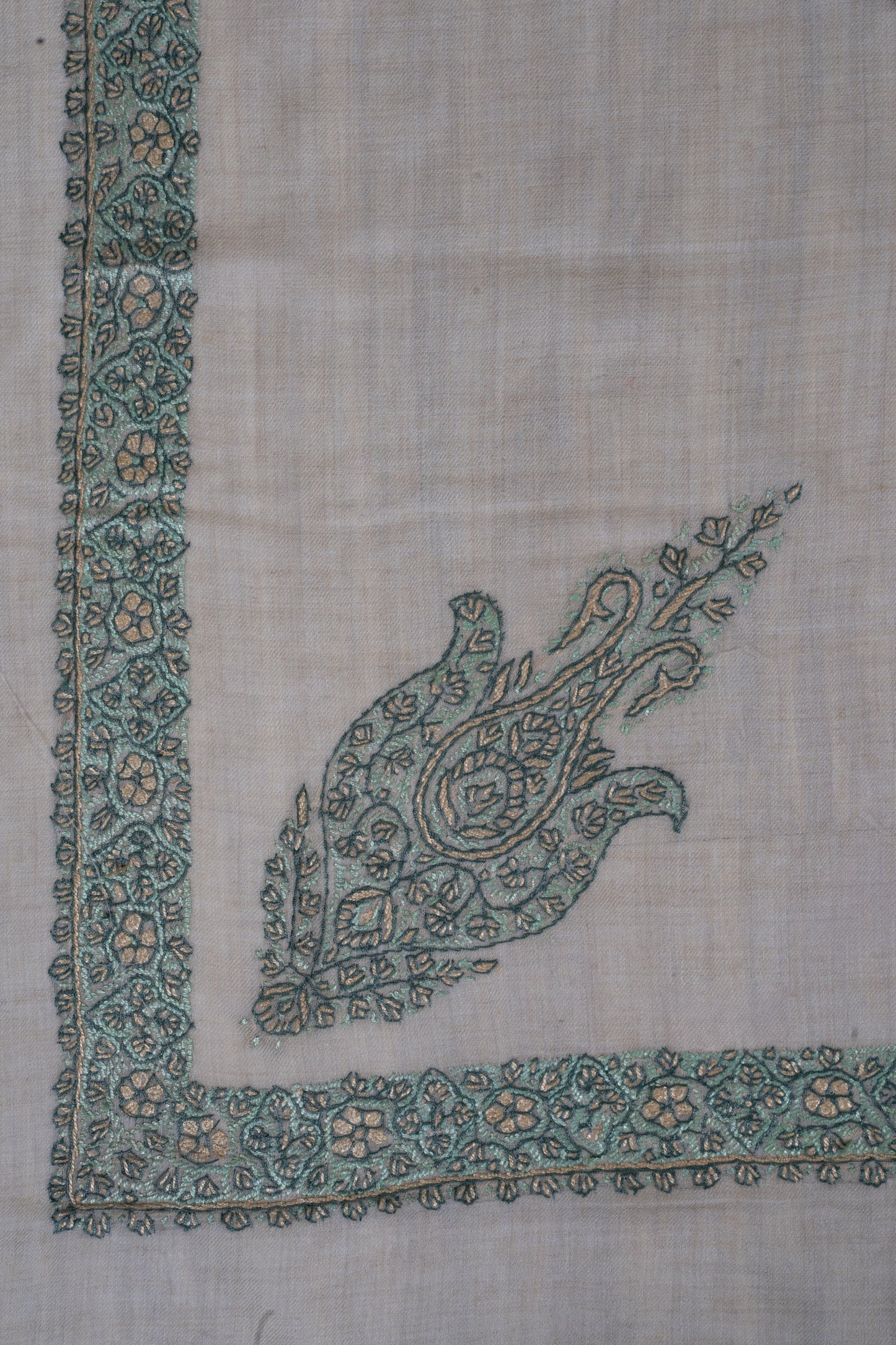 Mint Whisper Cashmere Rumal — Sozni Hand Embroidered