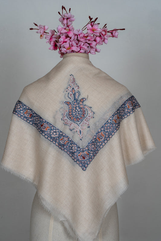 Indigo Ember Cashmere Rumal — Sozni Hand Embroidered