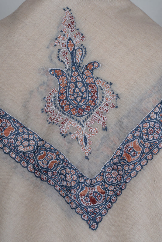 Indigo Ember Cashmere Rumal — Sozni Hand Embroidered