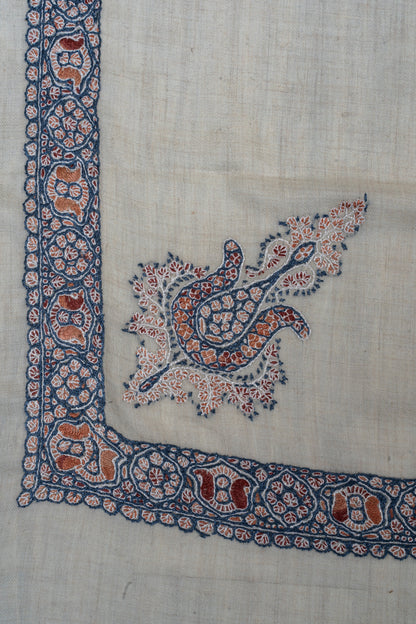 Indigo Ember Cashmere Rumal — Sozni Hand Embroidered