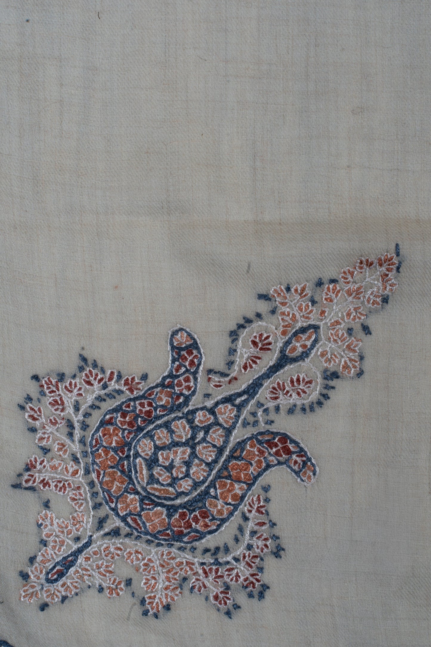 Indigo Ember Cashmere Rumal — Sozni Hand Embroidered