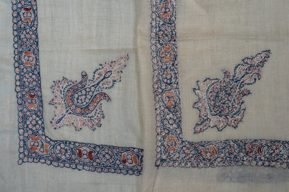 Indigo Ember Cashmere Rumal — Sozni Hand Embroidered