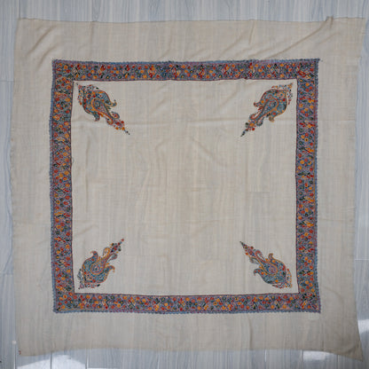 Saffron Mosaic Cashmere Rumal — Sozni Hand Embroidered