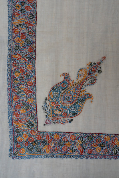 Saffron Mosaic Cashmere Rumal — Sozni Hand Embroidered