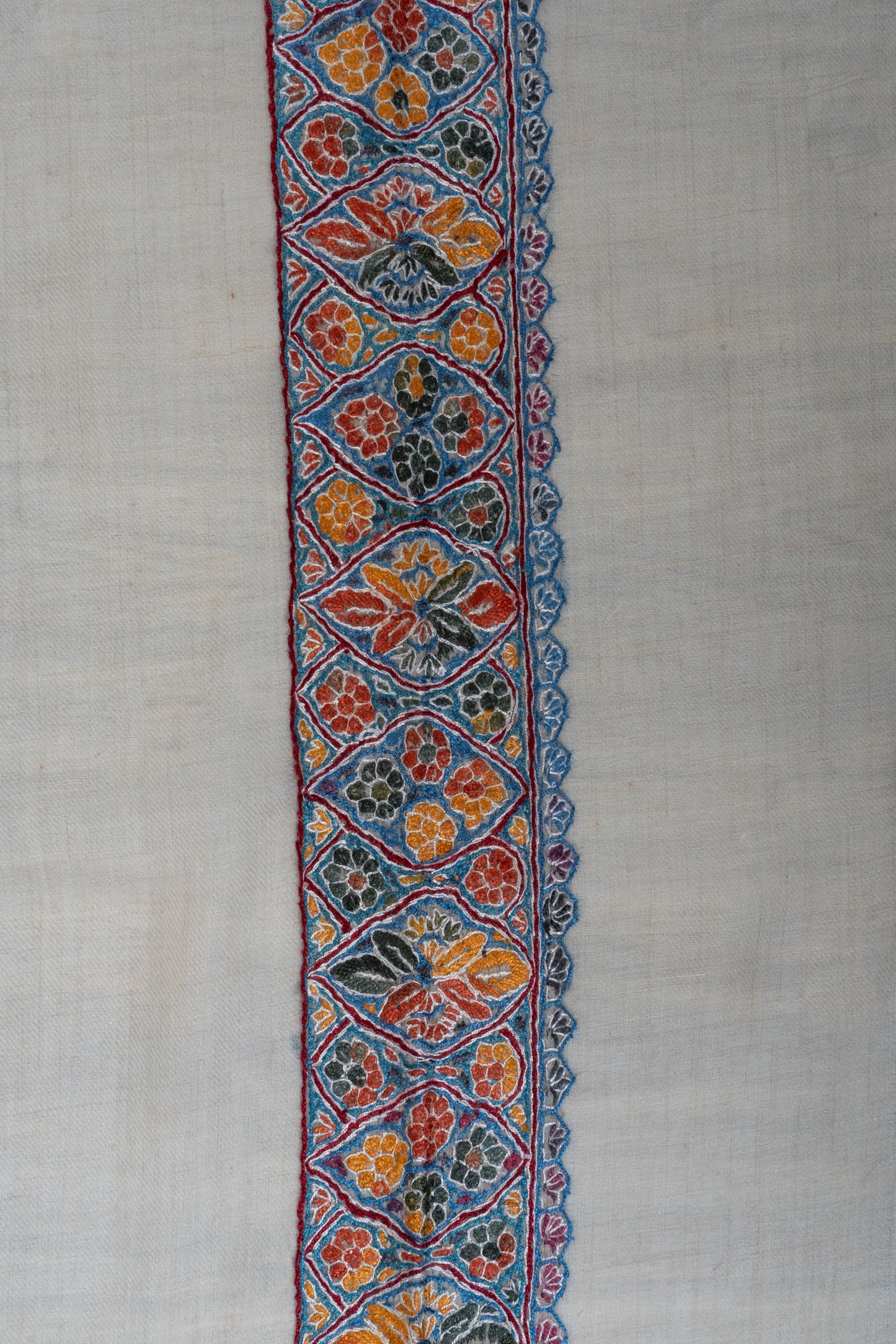 Saffron Mosaic Cashmere Rumal — Sozni Hand Embroidered
