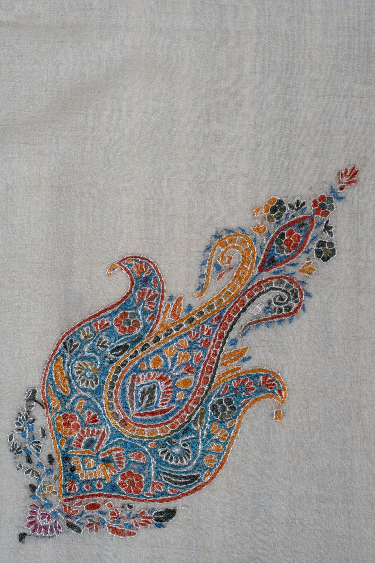 Saffron Mosaic Cashmere Rumal — Sozni Hand Embroidered