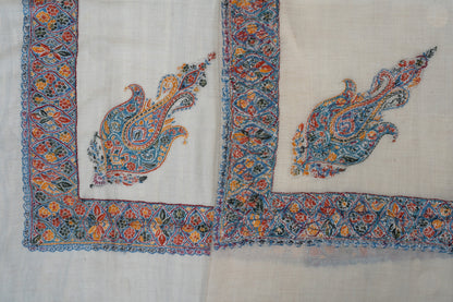 Saffron Mosaic Cashmere Rumal — Sozni Hand Embroidered