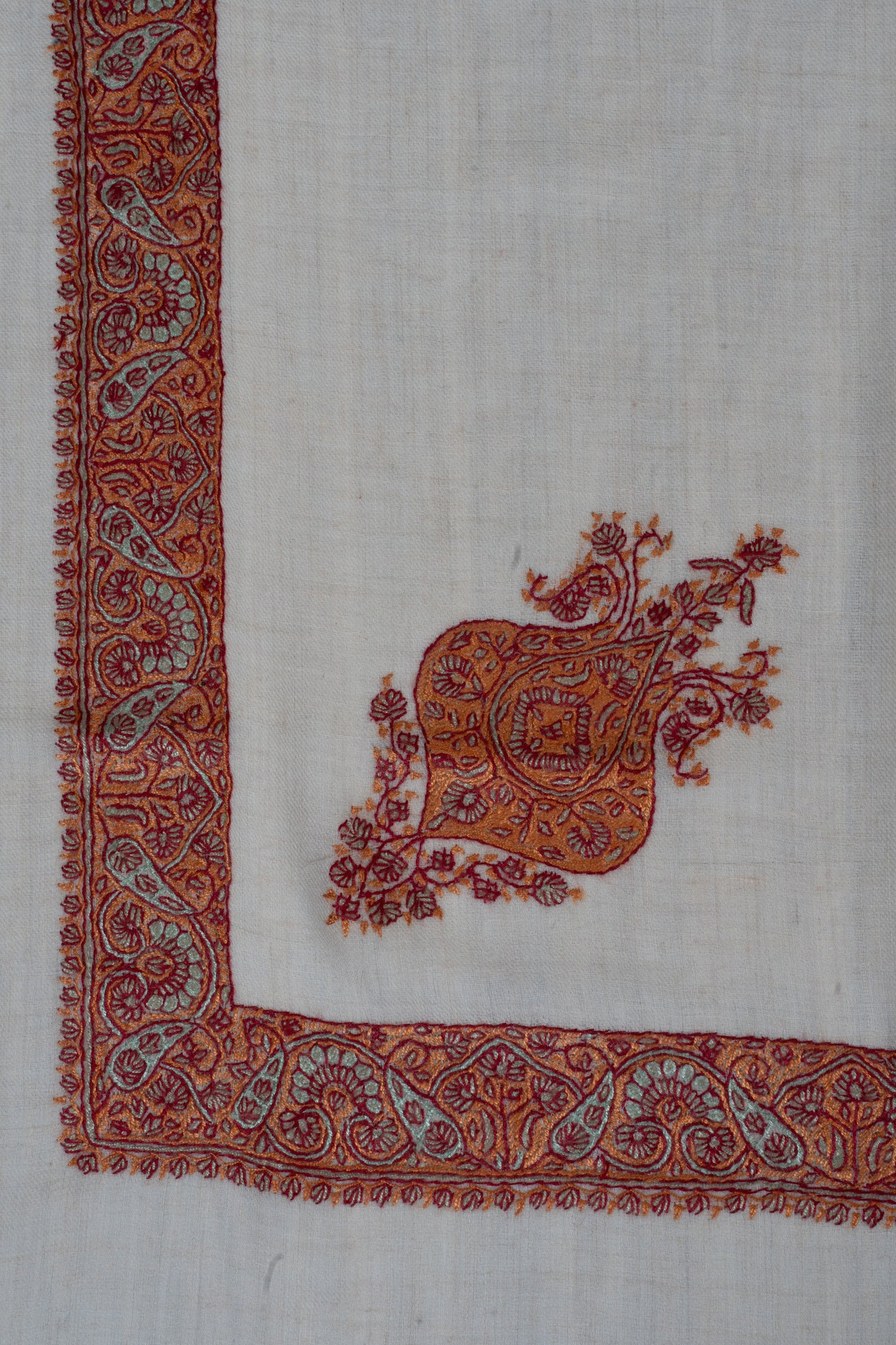 Burnt Amber Cashmere Rumal — Sozni Hand Embroidered