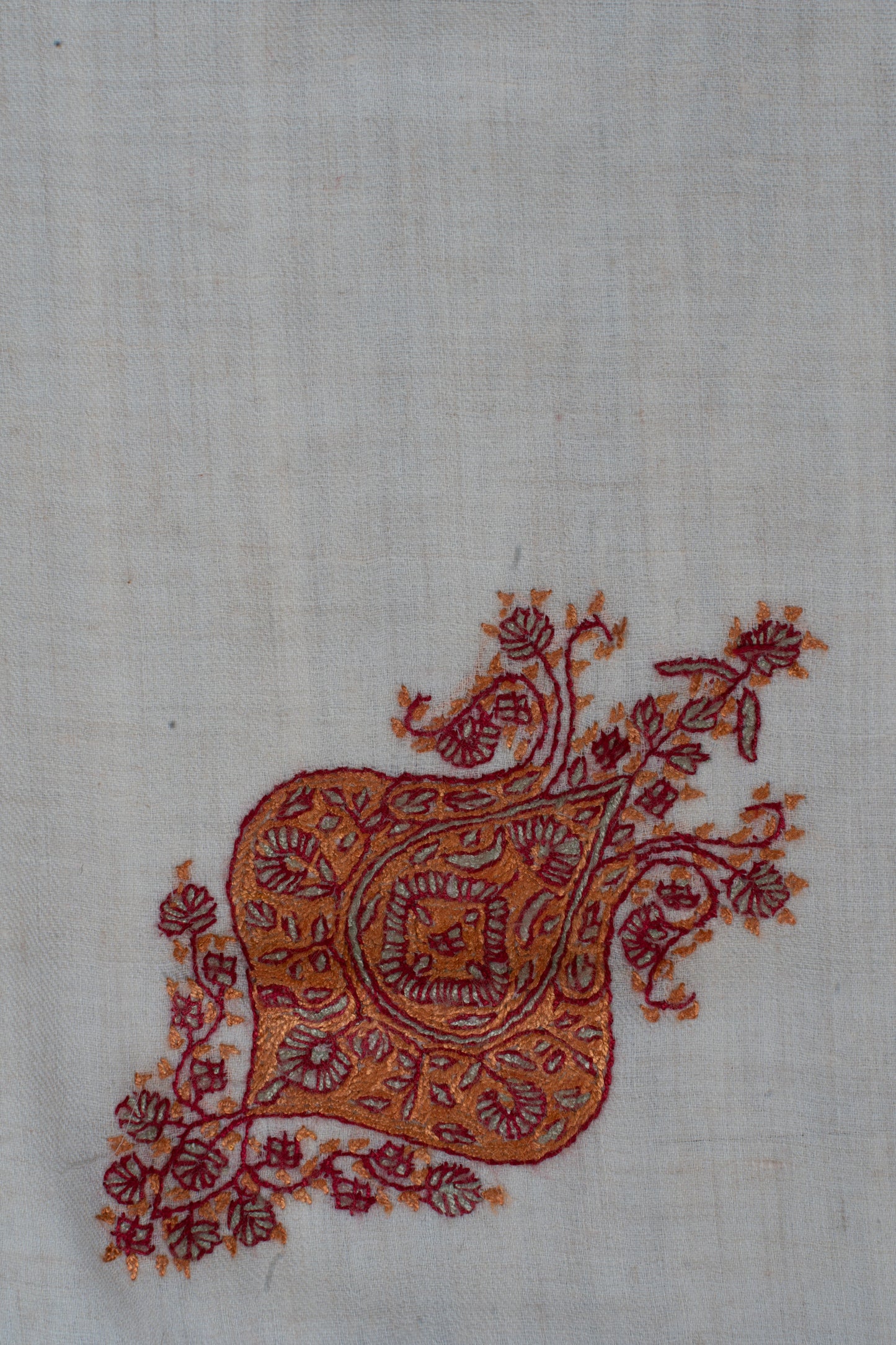 Burnt Amber Cashmere Rumal — Sozni Hand Embroidered