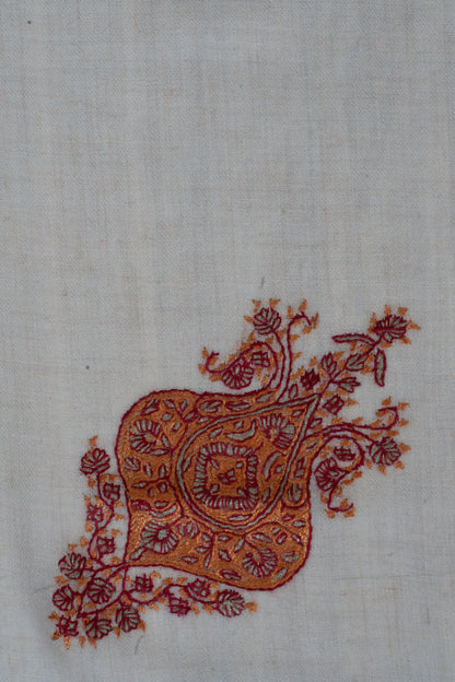 Burnt Amber Cashmere Rumal — Sozni Hand Embroidered