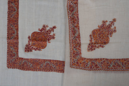 Burnt Amber Cashmere Rumal — Sozni Hand Embroidered