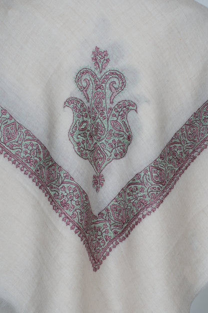 Rose Sage Cashmere Rumal — Sozni Hand Embroidered