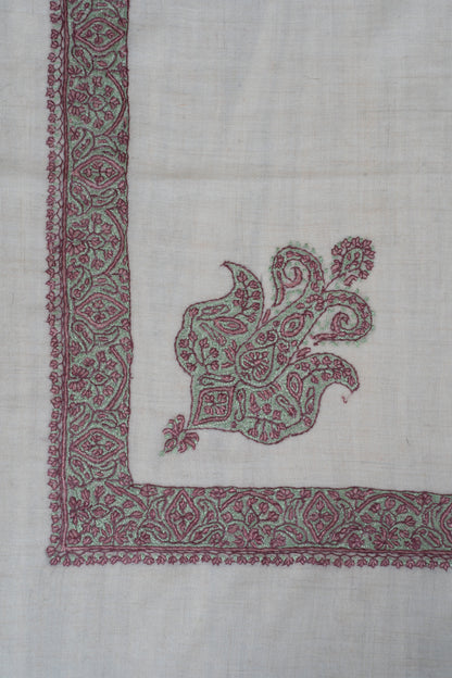 Rose Sage Cashmere Rumal — Sozni Hand Embroidered