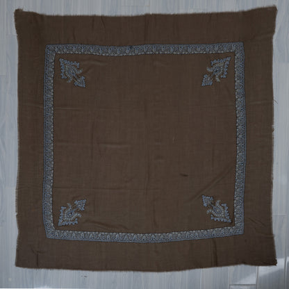 Mocha Frost Cashmere Rumal — Sozni Hand Embroidered