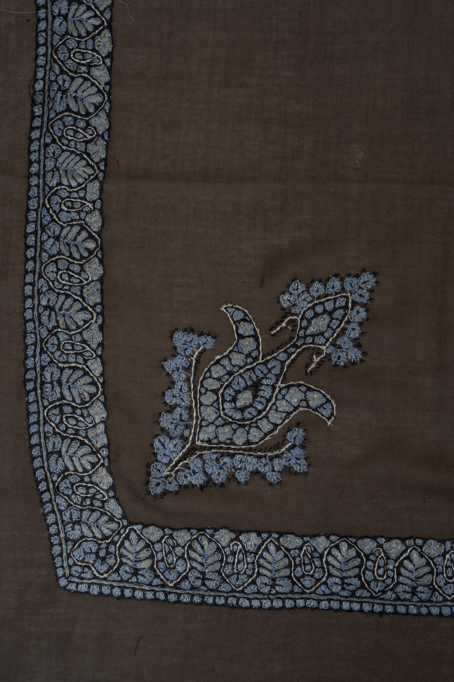 Mocha Frost Cashmere Rumal — Sozni Hand Embroidered