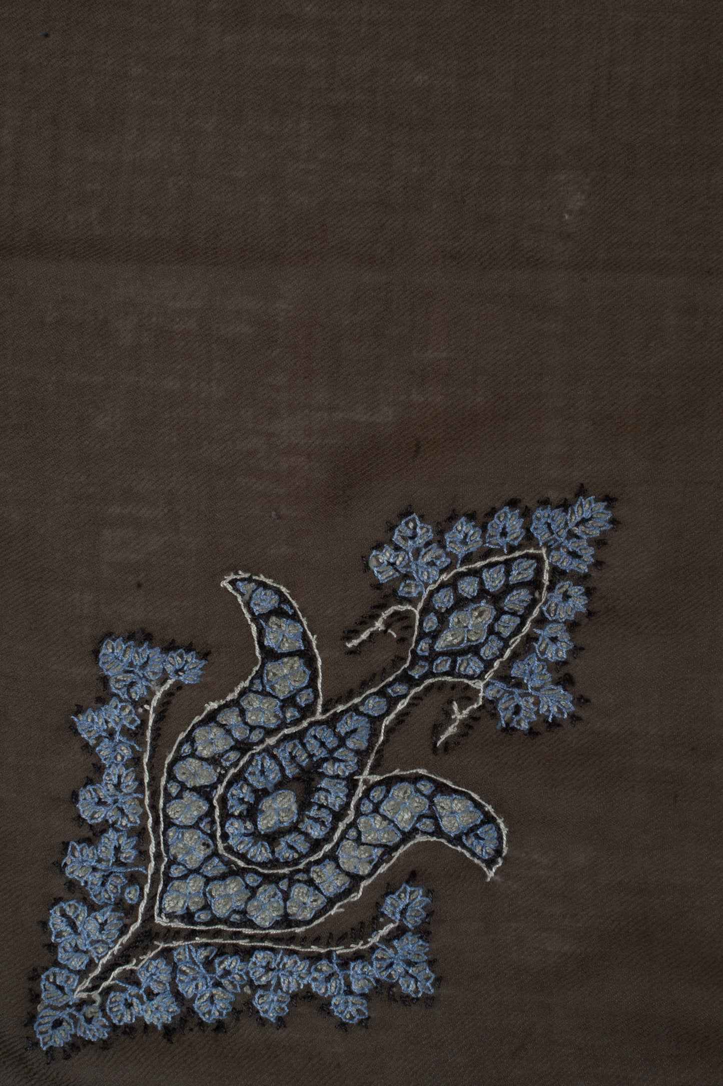 Mocha Frost Cashmere Rumal — Sozni Hand Embroidered