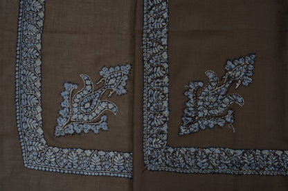 Mocha Frost Cashmere Rumal — Sozni Hand Embroidered