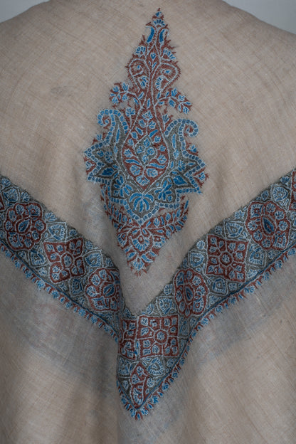 Glacier Rust Cashmere Rumal — Sozni Hand Embroidered