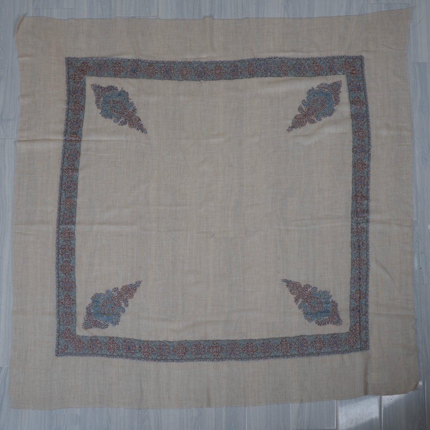Glacier Rust Cashmere Rumal — Sozni Hand Embroidered