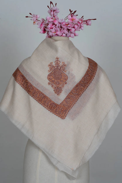 Copper Bloom Cashmere Rumal — Sozni Hand Embroidered