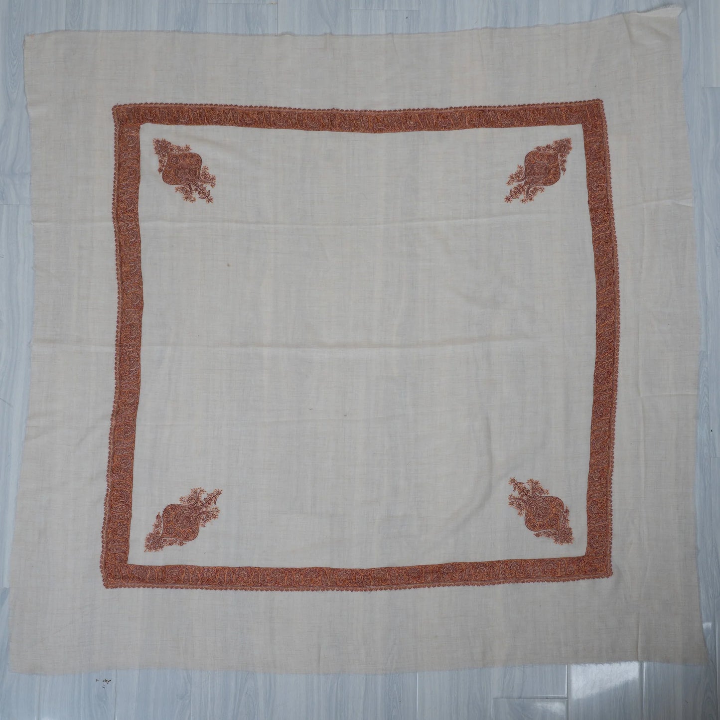 Copper Bloom Cashmere Rumal — Sozni Hand Embroidered