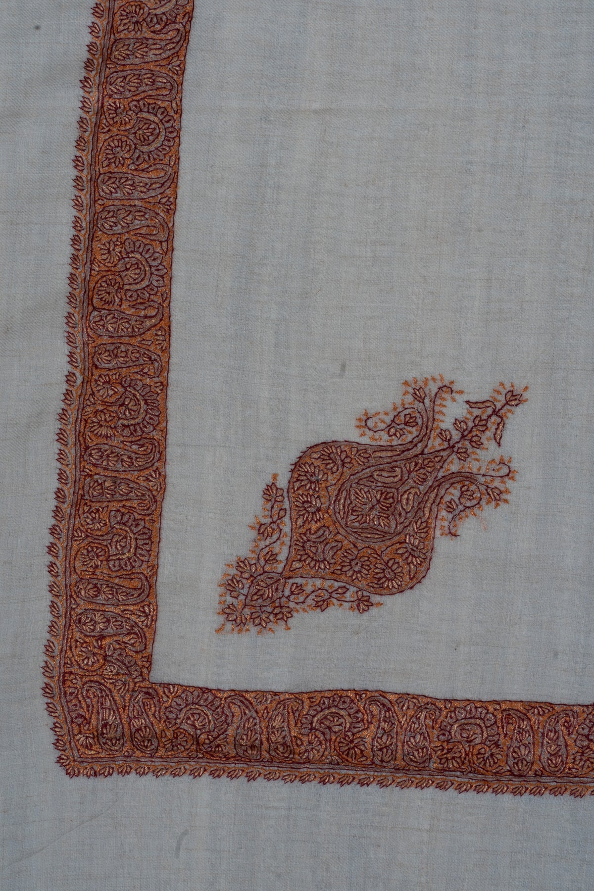 Copper Bloom Cashmere Rumal — Sozni Hand Embroidered