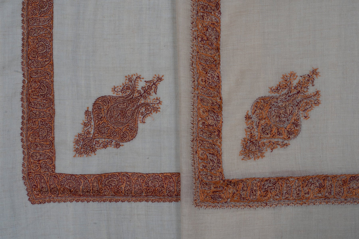 Copper Bloom Cashmere Rumal — Sozni Hand Embroidered