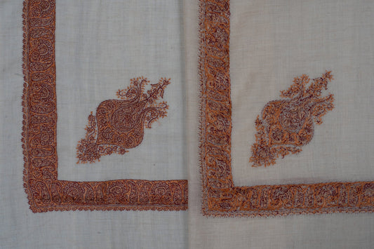Copper Bloom Cashmere Rumal — Sozni Hand Embroidered