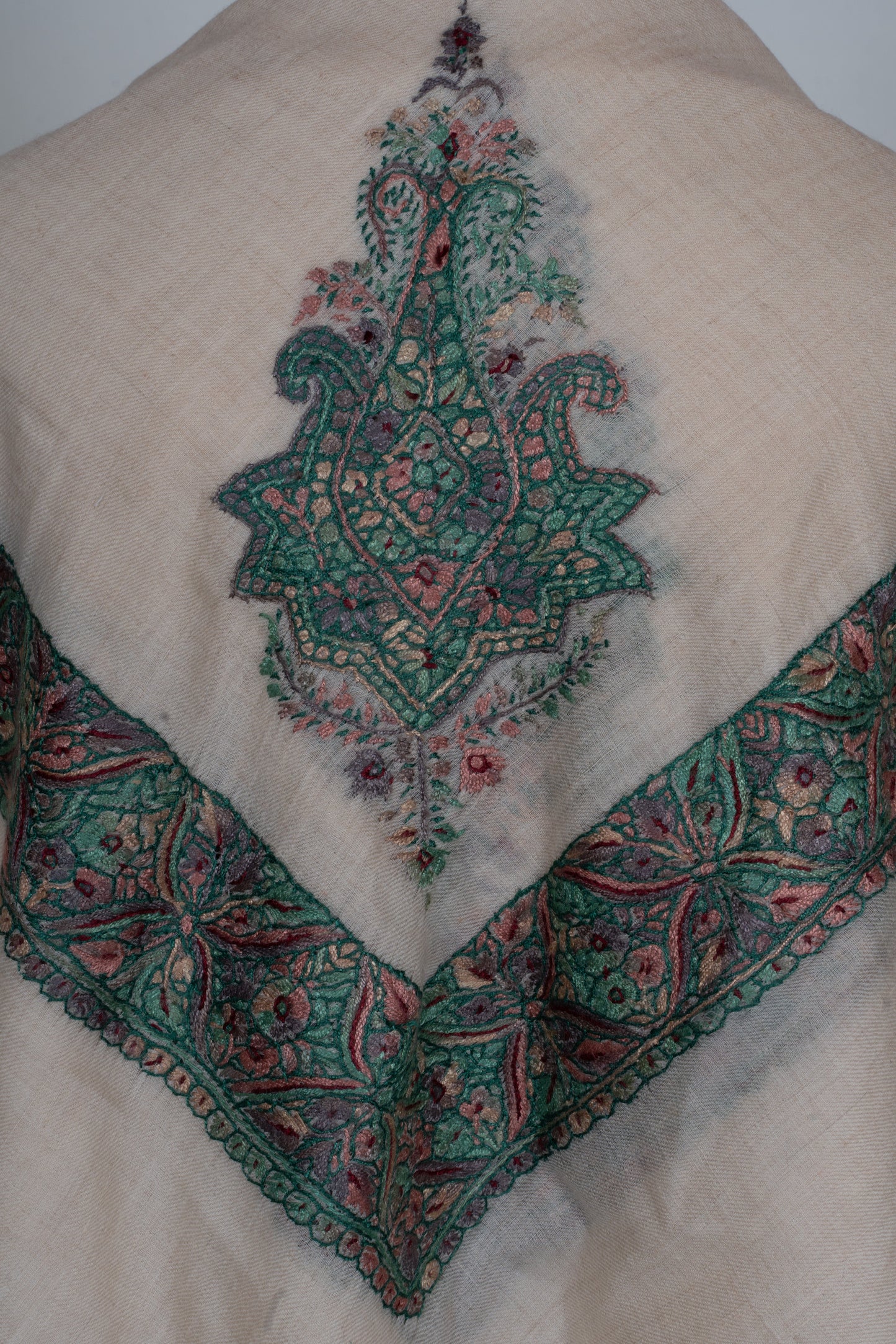 Verdant Bloom Cashmere Rumal — Sozni Hand Embroidered
