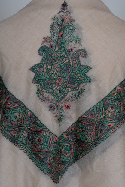 Verdant Bloom Cashmere Rumal — Sozni Hand Embroidered