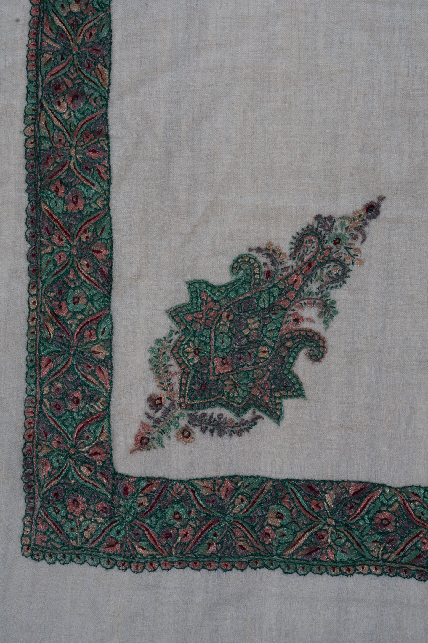 Verdant Bloom Cashmere Rumal — Sozni Hand Embroidered