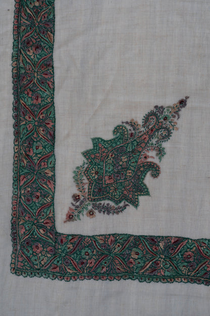 Verdant Bloom Cashmere Rumal — Sozni Hand Embroidered