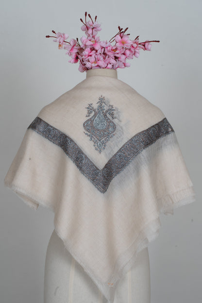 Graphite Pearl Cashmere Rumal — Sozni Hand Embroidered