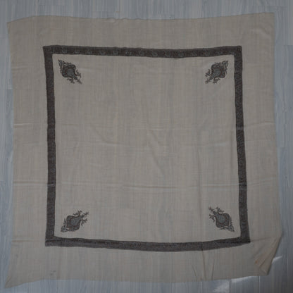 Graphite Pearl Cashmere Rumal — Sozni Hand Embroidered