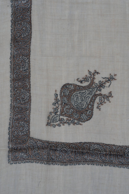 Graphite Pearl Cashmere Rumal — Sozni Hand Embroidered