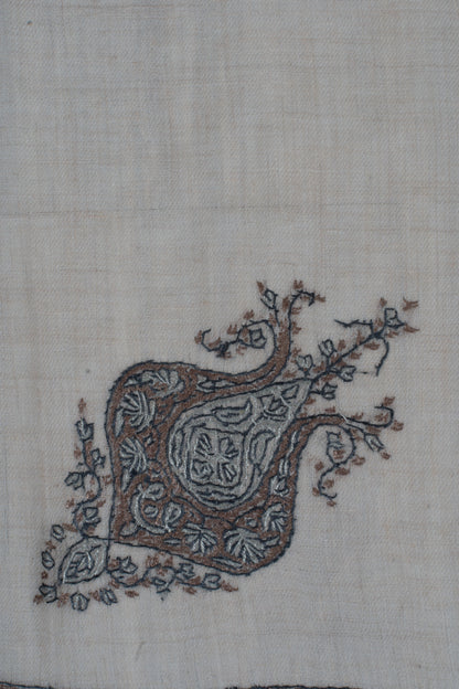 Graphite Pearl Cashmere Rumal — Sozni Hand Embroidered