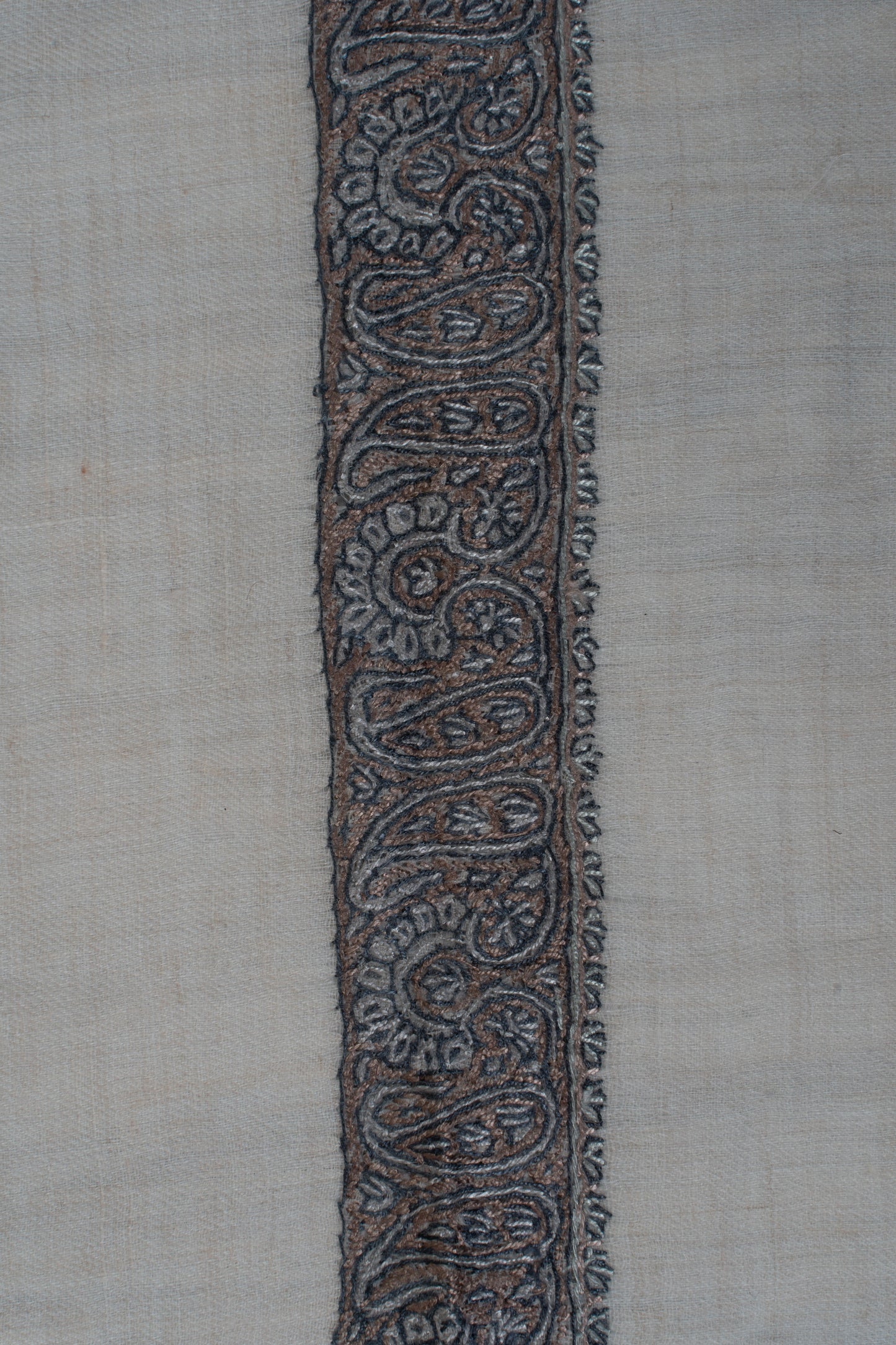Graphite Pearl Cashmere Rumal — Sozni Hand Embroidered