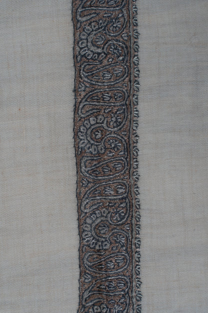 Graphite Pearl Cashmere Rumal — Sozni Hand Embroidered