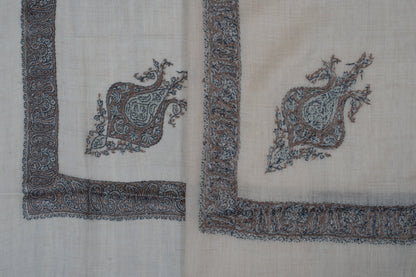 Graphite Pearl Cashmere Rumal — Sozni Hand Embroidered