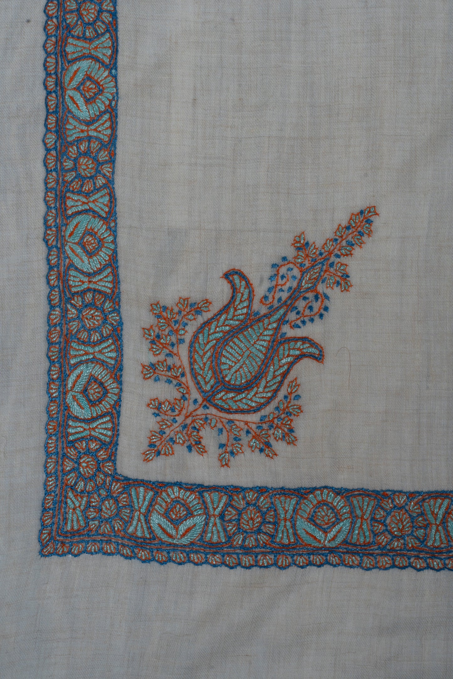 Azure Ember Cashmere Rumal — Sozni Hand Embroidered
