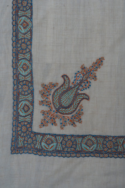 Azure Ember Cashmere Rumal — Sozni Hand Embroidered