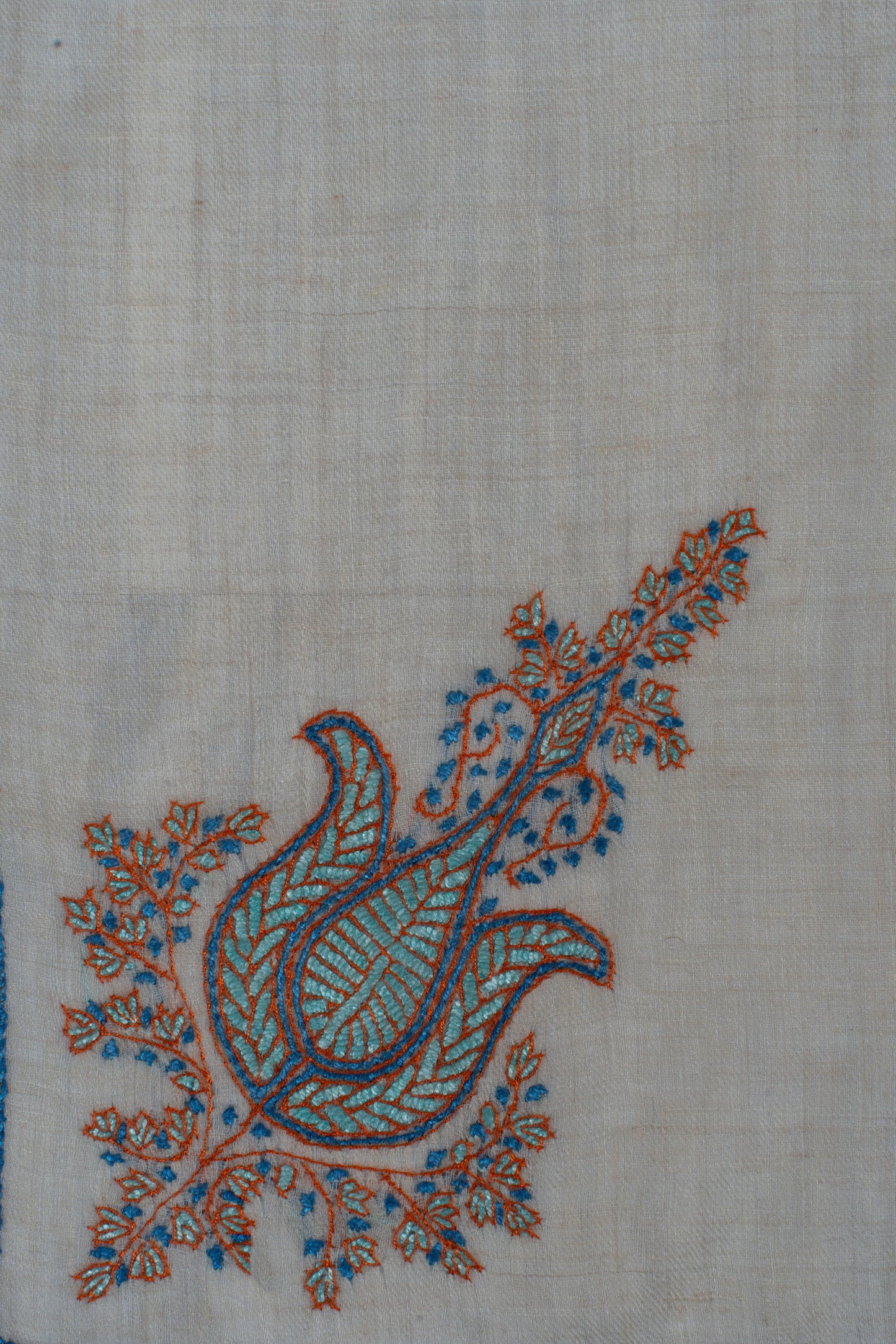 Azure Ember Cashmere Rumal — Sozni Hand Embroidered