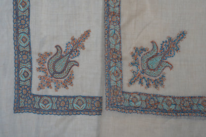Azure Ember Cashmere Rumal — Sozni Hand Embroidered
