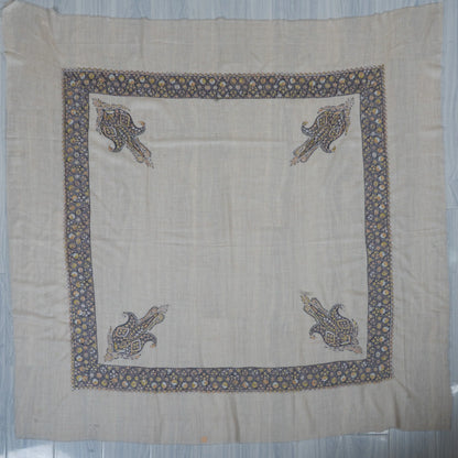 Moonlit Gold Cashmere Rumal — Sozni Hand Embroidered